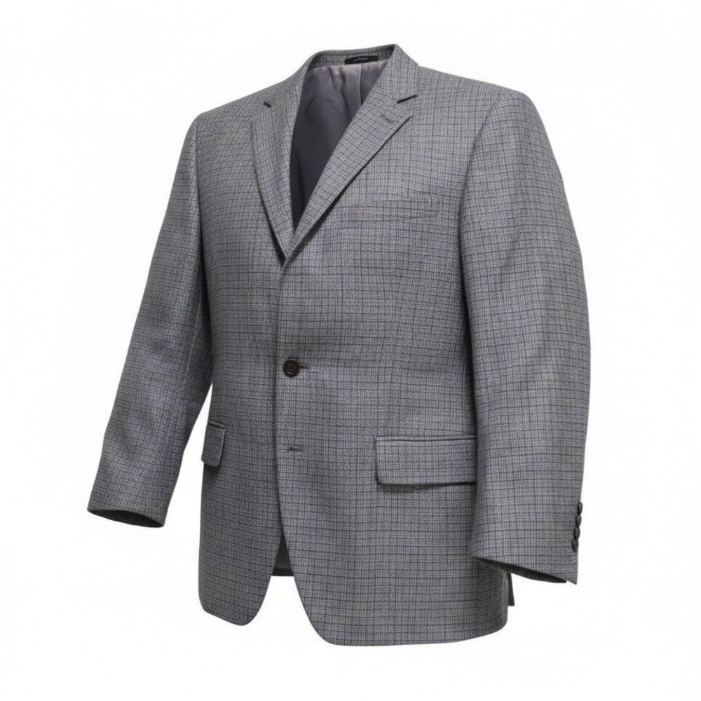 Ralph Lauren Sport Coat Mens 43R Blue Grey Houndstooth Silk Wool Blazer Luxury